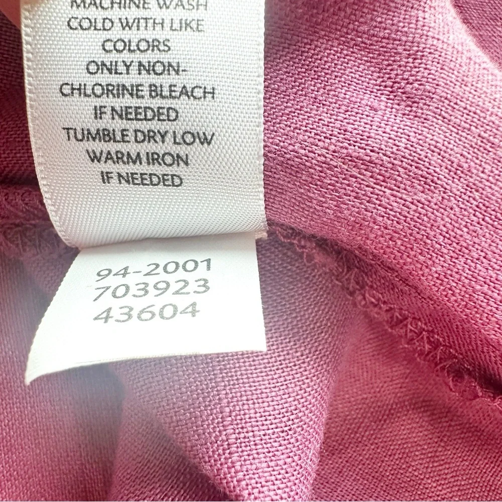J. Jill Linen Top Button Front Long Sleeve Mauve Medium - Picture 5 of 7